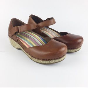 Dansko leather Mary Jane Clogs Sz 37